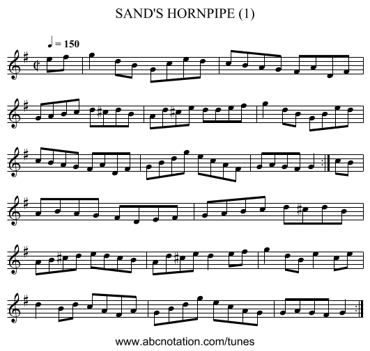 SAND'S HORNPIPE (1) - staff notation