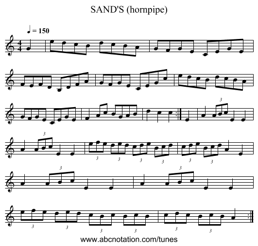 SAND'S (hornpipe) - staff notation