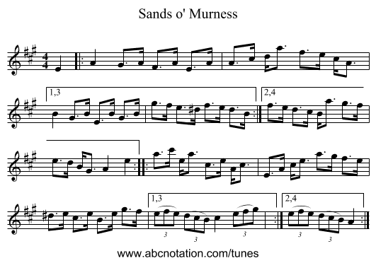 Sands o' Murness - staff notation
