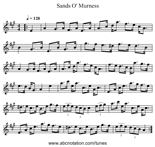 Sands O' Murness - staff notation