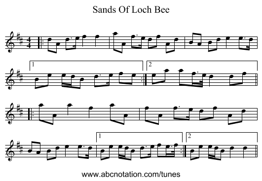 Sands Of Loch Bee - staff notation