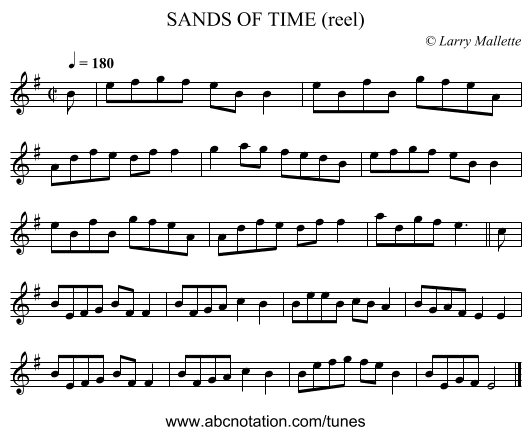 SANDS OF TIME (reel) - staff notation