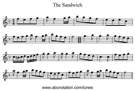 Sandwich, The - staff notation