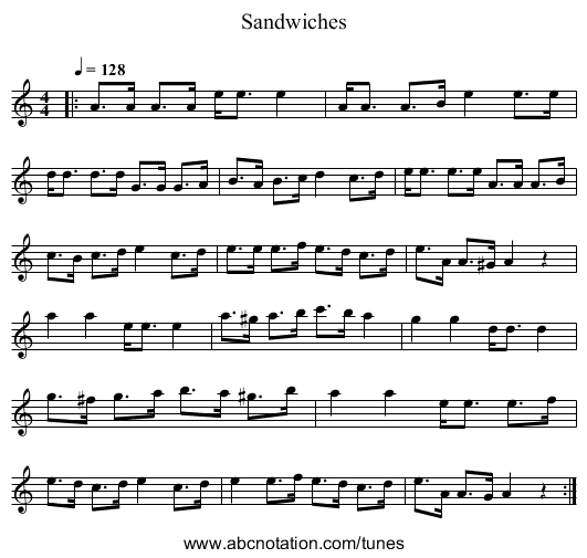 Sandwiches - staff notation