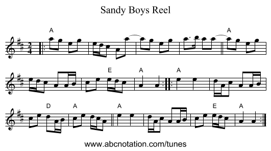 Sandy Boys Reel - staff notation