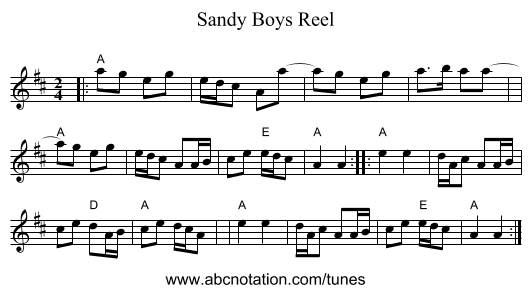 Sandy Boys Reel - staff notation