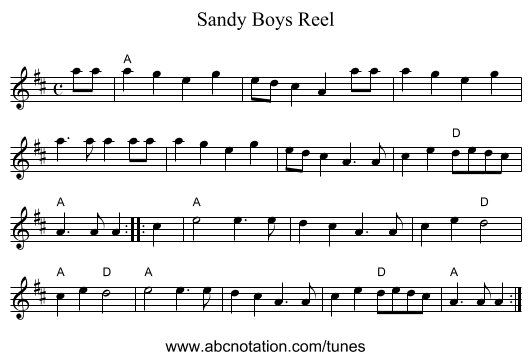 Sandy Boys Reel - staff notation