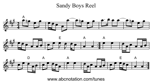 Sandy Boys Reel - staff notation