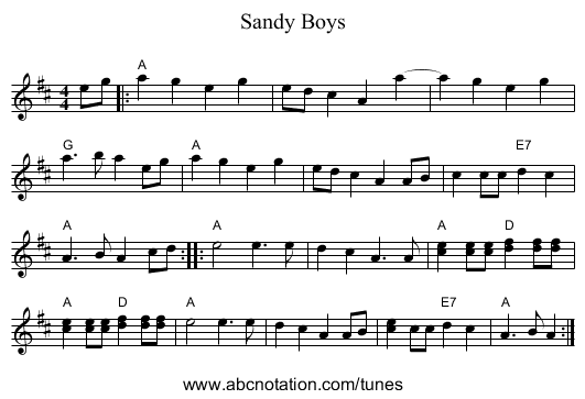 Sandy Boys - staff notation
