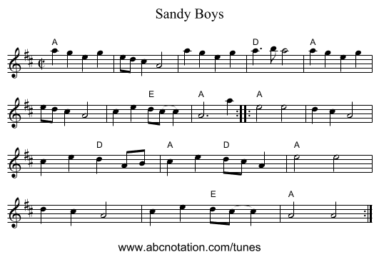 Sandy Boys - staff notation
