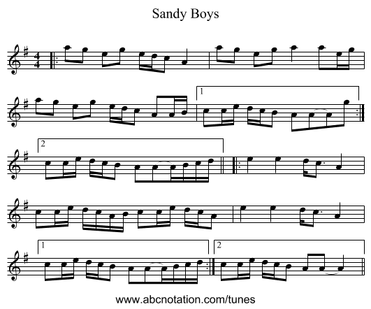 Sandy Boys - staff notation