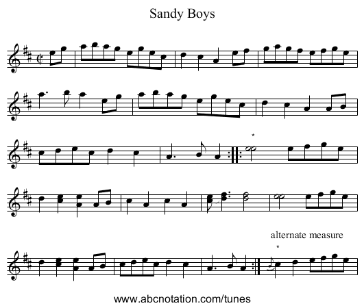 Sandy Boys - staff notation