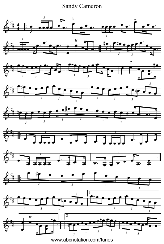 Sandy Cameron - staff notation