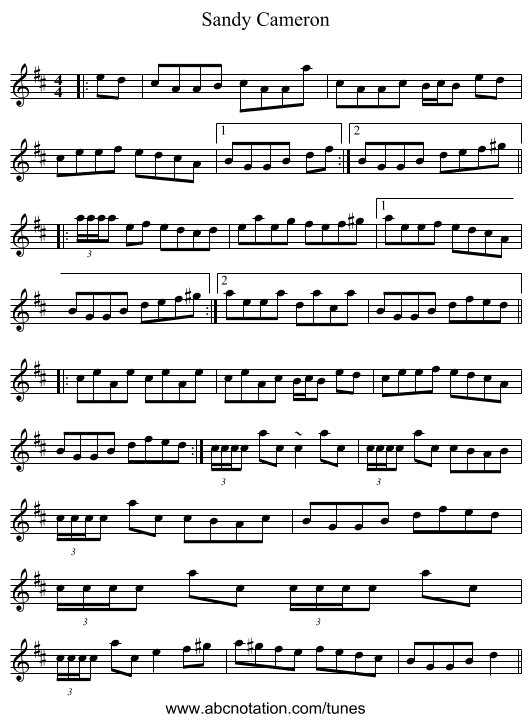 Sandy Cameron - staff notation