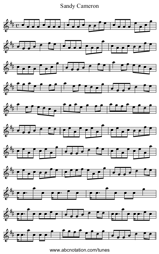 Sandy Cameron - staff notation