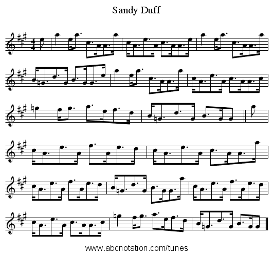 Sandy Duff - staff notation