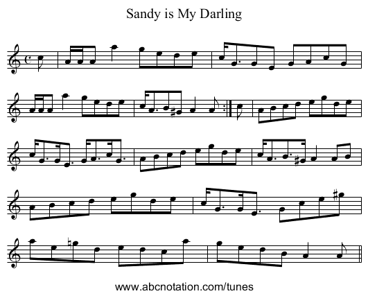 Sandy is My Darling - staff notation