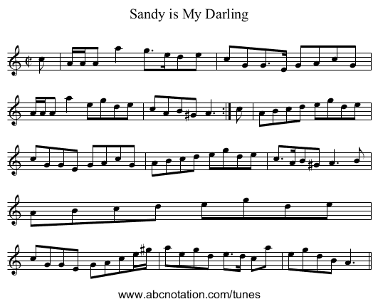 Sandy is My Darling - staff notation