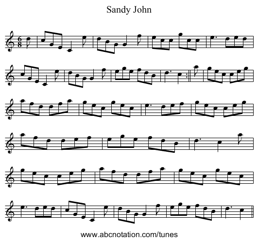 Sandy John - staff notation