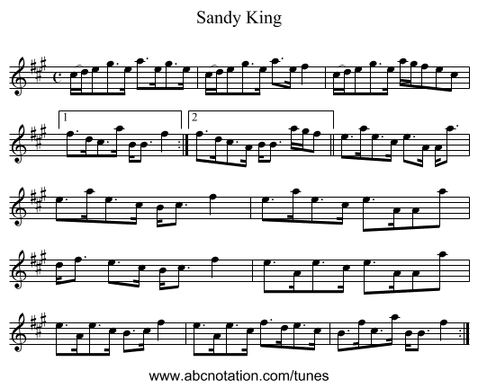Sandy King - staff notation