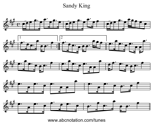 Sandy King - staff notation