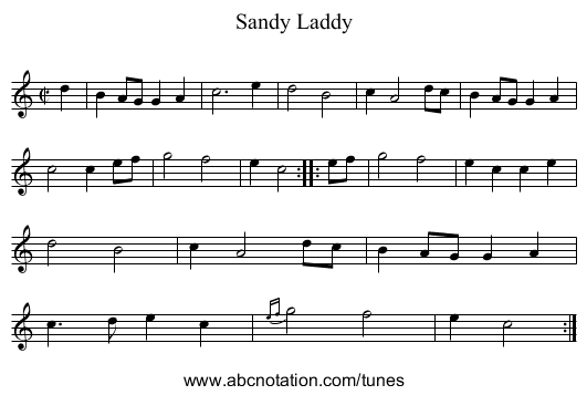 Sandy Laddy - staff notation