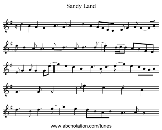 Sandy Land - staff notation