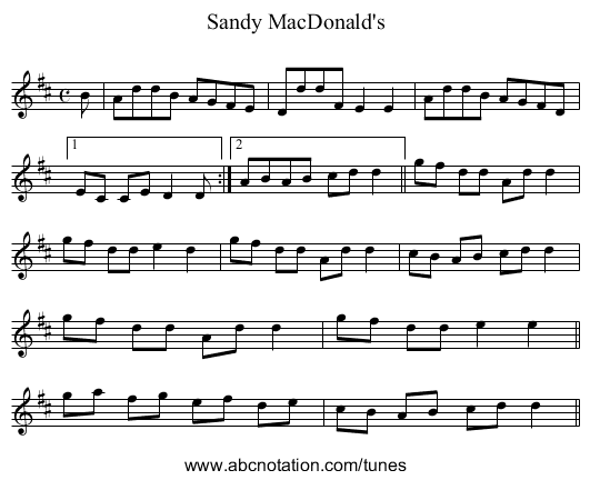 Sandy MacDonald's - staff notation