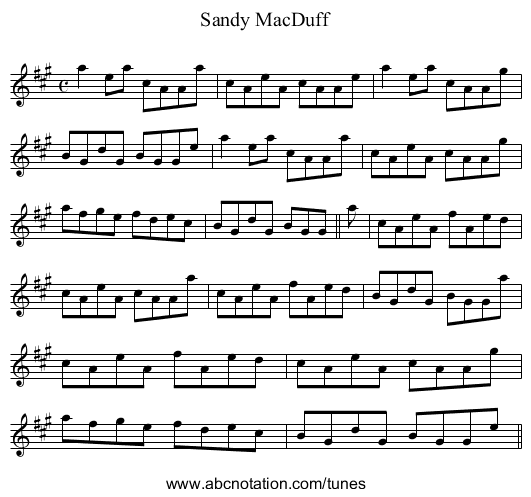 Sandy MacDuff - staff notation