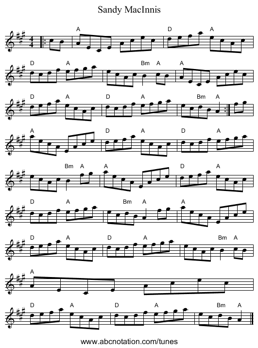 Sandy MacInnis - staff notation