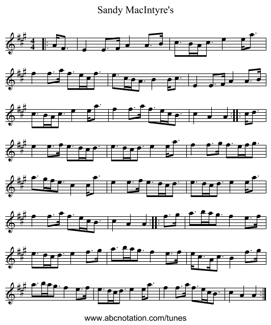 Sandy MacIntyre's - staff notation