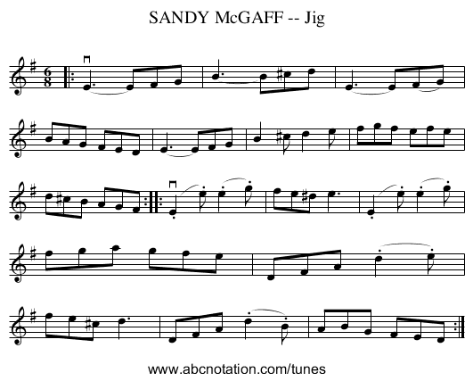 SANDY McGAFF -- Jig - staff notation
