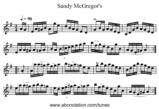 Sandy McGregor's - staff notation