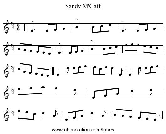 Sandy M'Gaff - staff notation