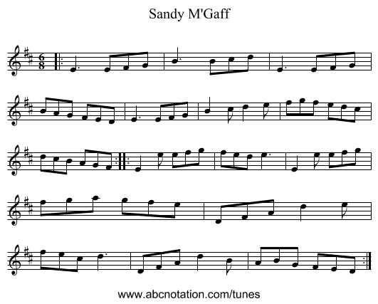 Sandy M'Gaff - staff notation