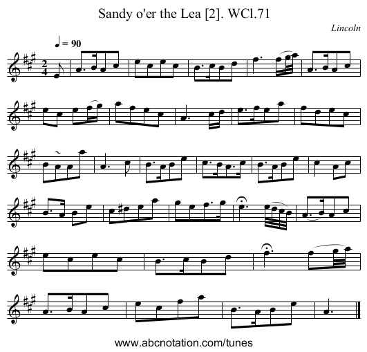 Sandy o'er the Lea [2]. WCl.71 - staff notation