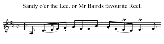 Sandy o'er the Lee. or Mr Bairds favourite Reel. - staff notation
