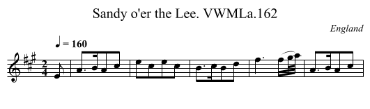 Sandy o'er the Lee. VWMLa.162 - staff notation