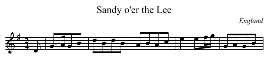 Sandy o'er the Lee - staff notation