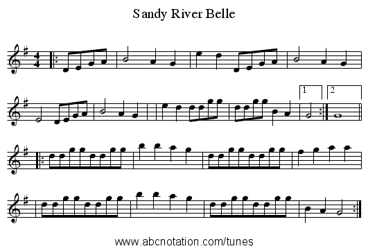 Sandy River Belle - staff notation