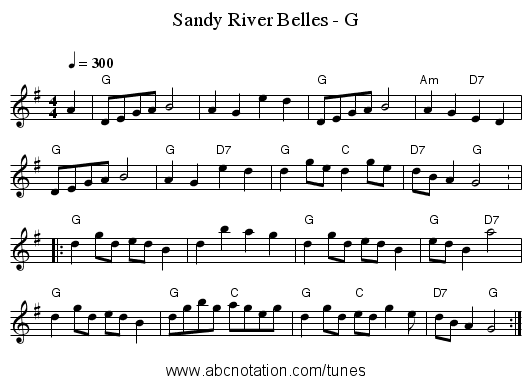 Sandy River Belles - G - staff notation