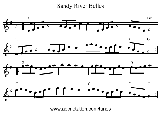 Sandy River Belles - staff notation