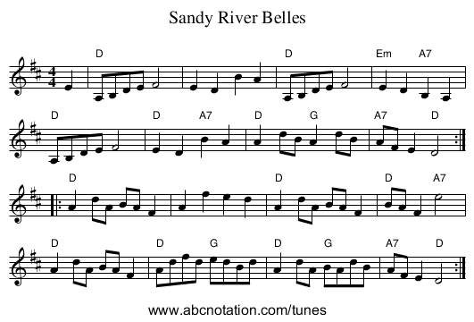 Sandy River Belles - staff notation