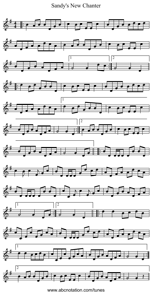 Sandy's New Chanter - staff notation