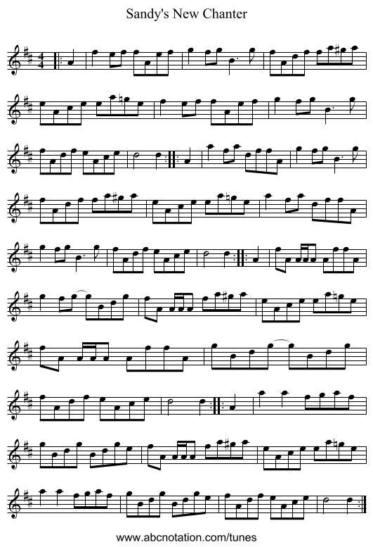 Sandy's New Chanter - staff notation