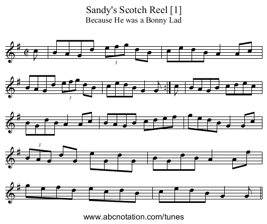 Sandy's Scotch Reel [1] - staff notation