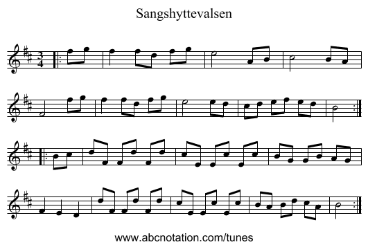 Sangshyttevalsen - staff notation