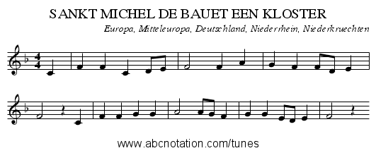 SANKT MICHEL DE BAUET EEN KLOSTER - staff notation
