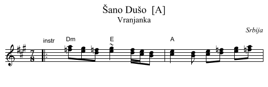 &Scaron;ano Du&scaron;o  [A] - staff notation