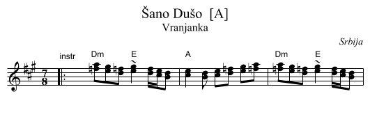 &Scaron;ano Du&scaron;o  [A] - staff notation